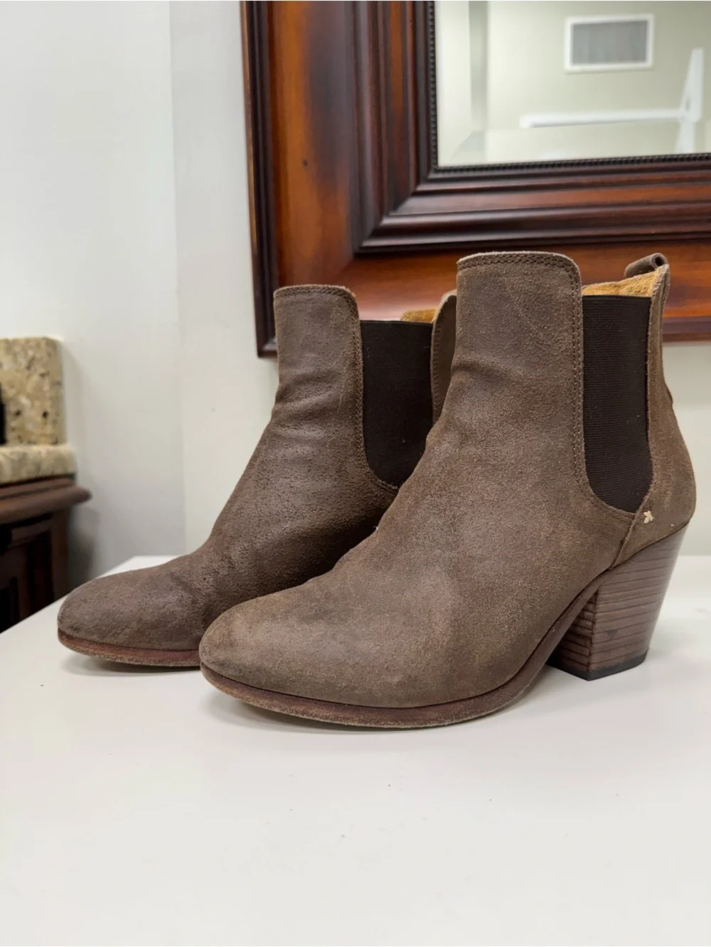 Rag & Bone - Women's Brown Suede Ankle Boots - Classic Chelsea Heel